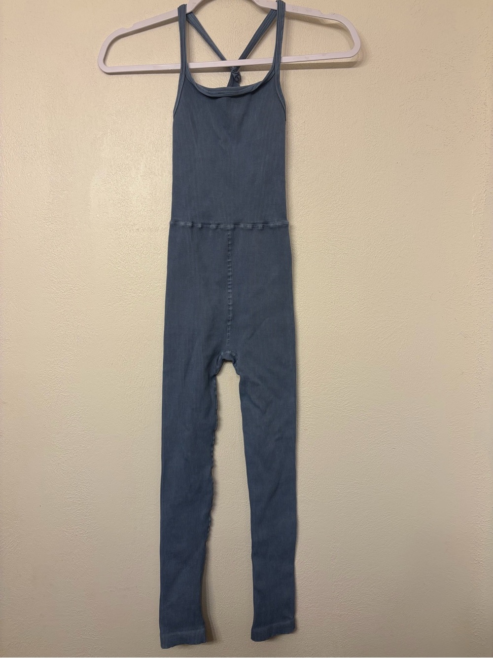 Free People Movement Blue Happiness Runs Ribbed Jumpsuit Yoga Pilates XS/S